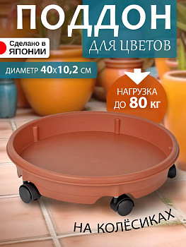 Подставка для цветов / Поддон на колесиках 40х40х10,2 см, Y-714390