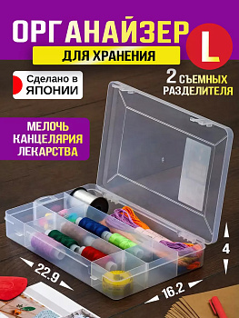IZUMI / Кейс для мелочей, органайзер для хранения  22,9*16,2*4 см 3147