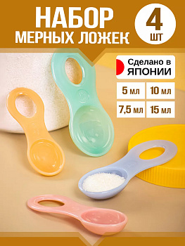 NAKAYA / Набор мерных ложек 4 шт, 5 мл, 7.5 мл, 10 мл, 15 мл, бирюзовый, K-491GR