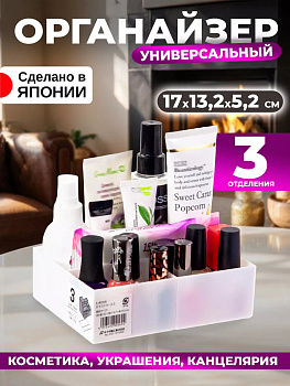 Органайзер для канцелярии 3 отделения 17х13,2х5,2 см, L-8068