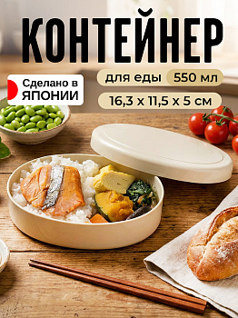 Контейнер бежевый с крышкой, 550 мл, 16,3х11,5х5 см, KK-753