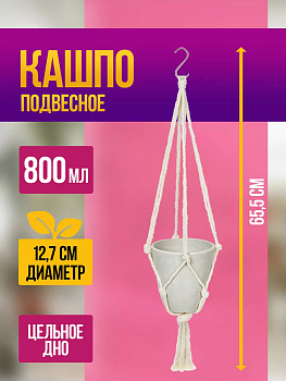 Горшок для растений / Кашпо подвесное 800 мл Д12,7х12,9 см, R-700801