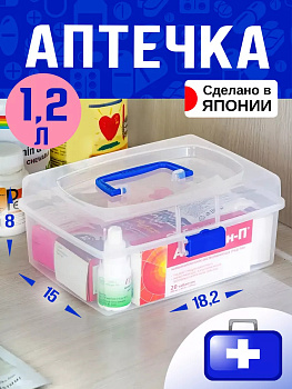IZUMI / Органайзер бокс с ручкой и крышкой на защелке 18,2*15*8 см синий, 5532BL
