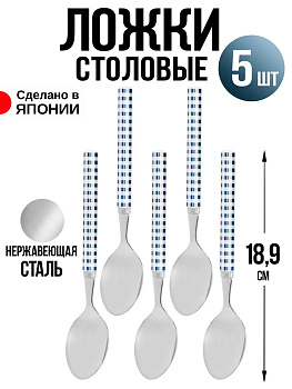 Ложка столовая набор 5 шт, 18,9х3,9х1,3 см, T-0278