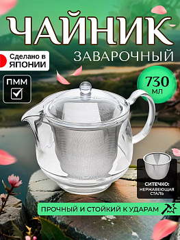 Заварочный чайник с ручкой, крышкой и ситечком 730 мл 17*11,5*14 см, TW-3723