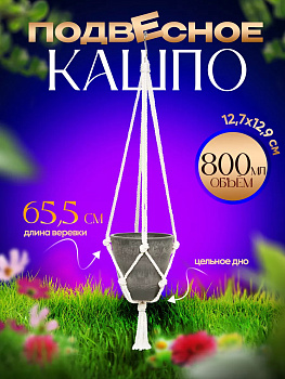Горшок для растений / Кашпо подвесное 800 мл Д12,7х12,9 см, R-700818
