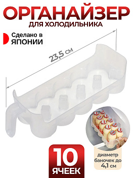 Контейнер для холодильника прозрачный, с ручкой 10 ячеек 23,5х8,6х6 см, KK-662
