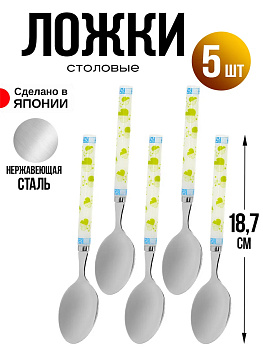 Ложка столовая набор 5 шт, 18,7х3,9х1,2 см, T-0314