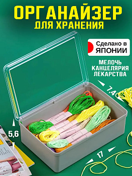 IZUMI / Контейнер органайзер с крышкой универсальный 17,4x11,5x5,6 см тёмно-серый, 3275GY