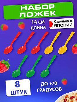 Набор ложек пластиковых многоразовых, 8 шт, 14х3,1х0,2 см, EN-060212