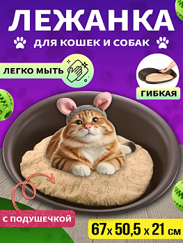 Лежак для домашних животных овальный, 67х50,5х21 см, R-592144
