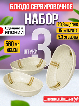 Набор посуды из фарфора/Овальная чаша 20,8х15,4х5,3 см 3 шт, AW-0253
