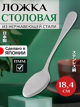 Ложка столовая из нержавеющей стали 18,4х3,8х0,2 см, T-005642