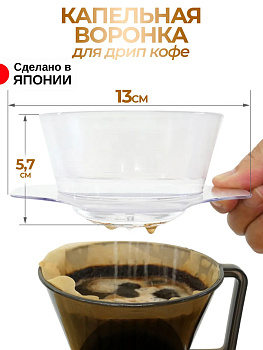 Воронка для дрип кофе пуровер капельная прозрачная, KK-669