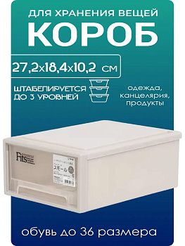 Короб для хранения вещей пластиковый 27,2х18,4х10,2 см, TN-297488