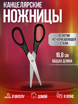 Ножницы универсальные 16,7х5,7х0,8 см, черный, PT-310100-BK
