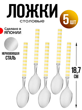 Ложка столовая набор 5 шт, 18,7х3,9х1,2 см, T-0308