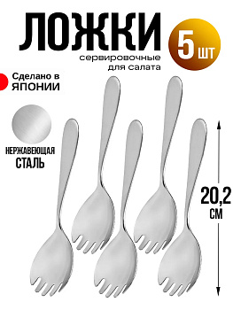 Набор ложек сервировочных 5 шт, 20,2х5,7х0,3 см, TD-0128