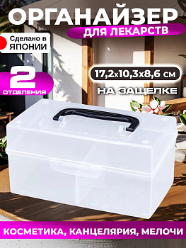 Органайзер бокс для хранения на защелке с ручкой 700мл 17,2*10,3*8,6 см, черный, L-8093BK