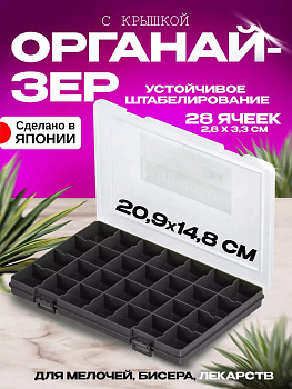 Органайзер/контейнер для мелочей/бисера/украшений 20,9х14,8х2,1 см., S-008G