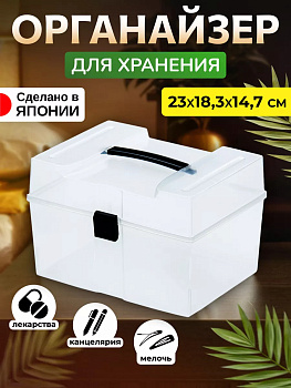 IZUMI / Органайзер бокс с ручкой и крышкой на защелке 22,7*18,3*14,7 см 5548