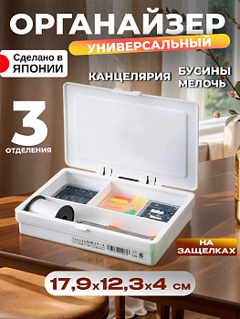 Контейнер - кейс для хранения универсальный с крышкой 3 отделения 17,9х12,3х4, L-8094