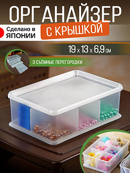 Контейнер органайзер для хранения с крышкой, 6 отделений (М) 19х13х6,9 см Sanka SA-225553